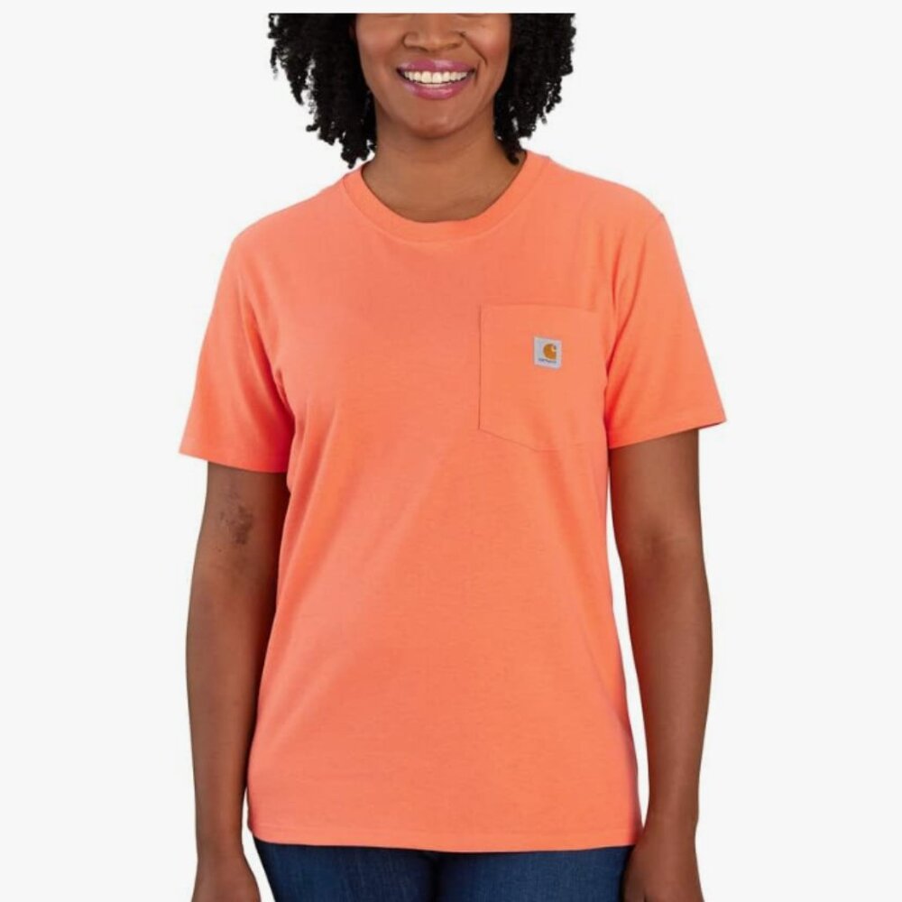 Carhartt Women's 103067 WK87 Workwear Pocket T-Shirt, Coral - Size S